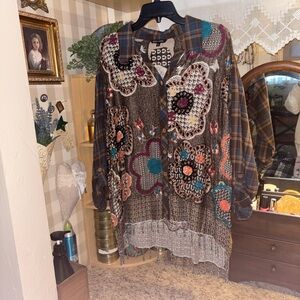 John Mark Multicolor Floral Button-Up Blouse